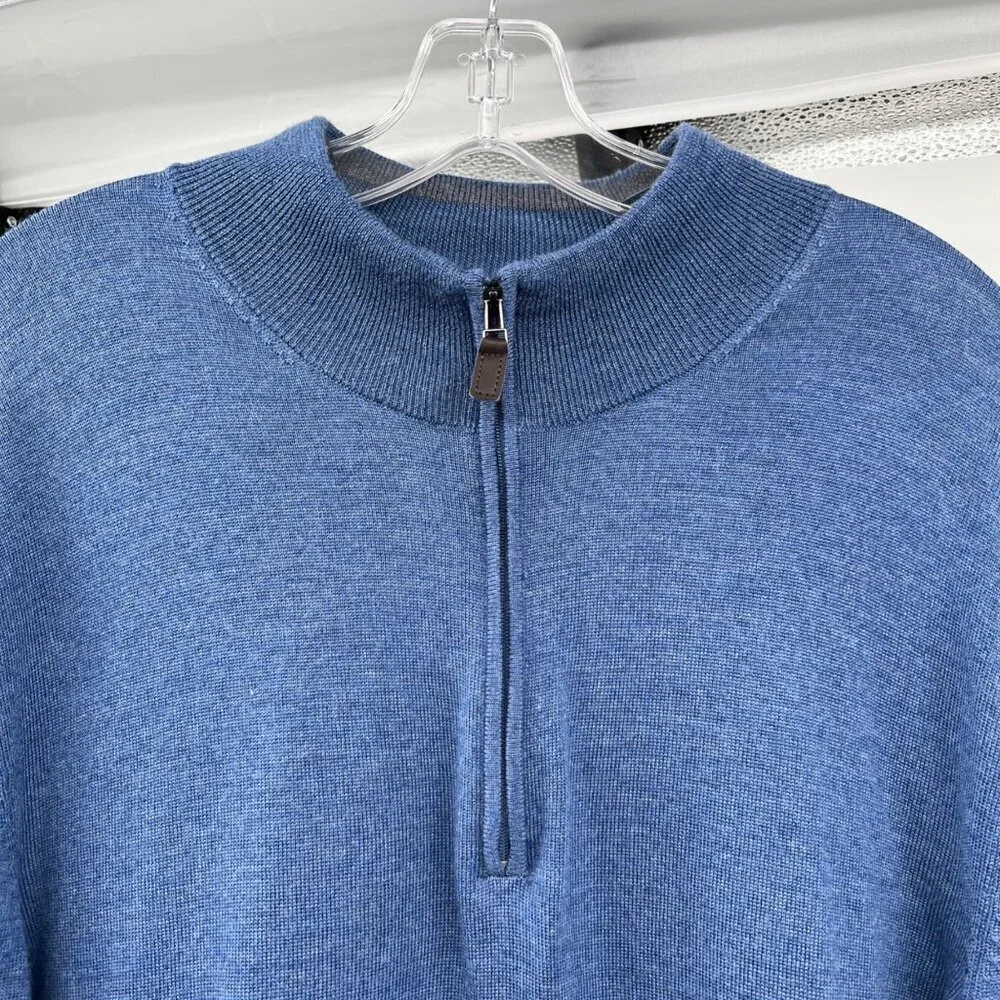 Jos. A. Bank Men's Quarter Zip Sweater Lightweight Blue Size XXL